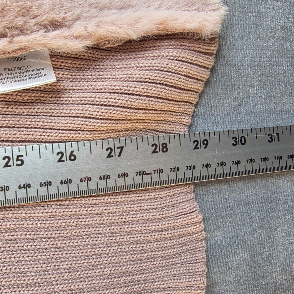 Twelfth Love‎ Faux Fur Ribbed Knit Vest Womens Medium Pink Dusty Rose Glam Luxe - Picture 5 of 9